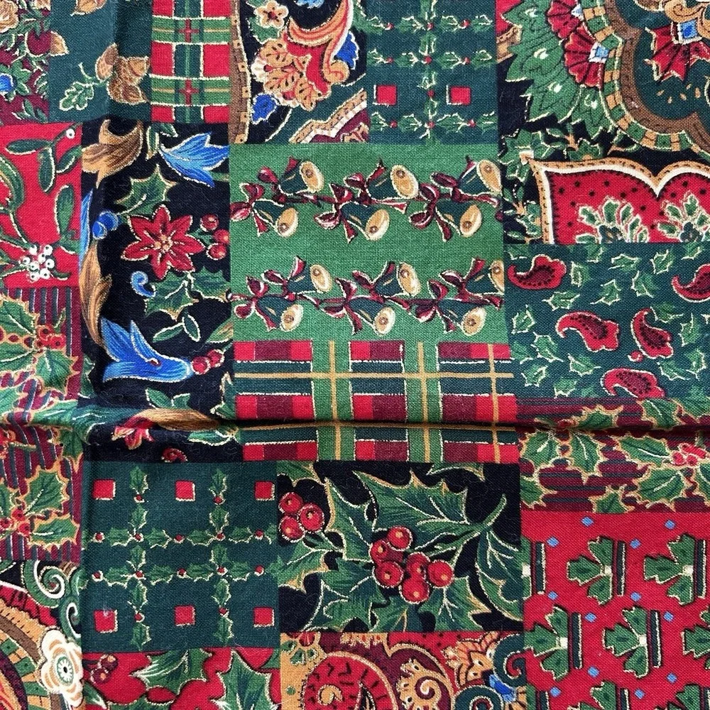 Vintage Handmade Christmas Cloth Napkins Set‎ Of 12 Holly Tartan Paisley 16x16